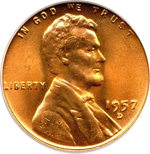 image for: 1957-D 1c PCGS MS66 RD