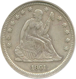 image for: 1861-S 25c PCGS XF40