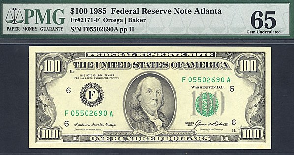 1985 $100 Atlanta (Fr. 2171F)