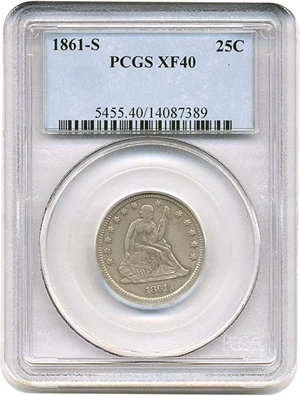 image for: 1861-S 25c PCGS XF40
