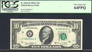 image for: 1969C $10 PCGS Choice CU64 PPQ (Fr.2021K)