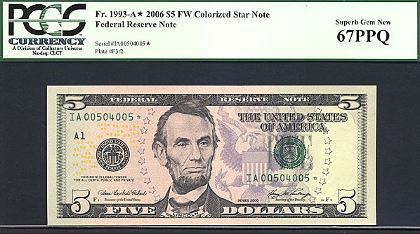 image for: Fr.1993A 2006 $5 Fort Worth, TX PCGS Gem CU67 PPQ  [IA00504005] *Star* 