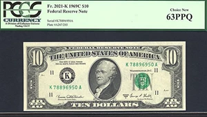 image for: 1969C $10 PCGS Choice CU63 PPQ (Fr.2021K)
