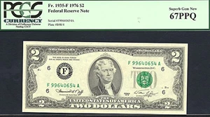 image for: 1976 $2 PCGS Gem CU67 PPQ (Fr.1935F)