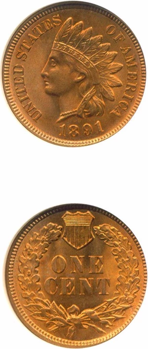 image for: 1891 1c NGC MS66 RD