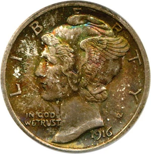 image for: 1916 10c Mercury PCGS/CAC MS66 FB