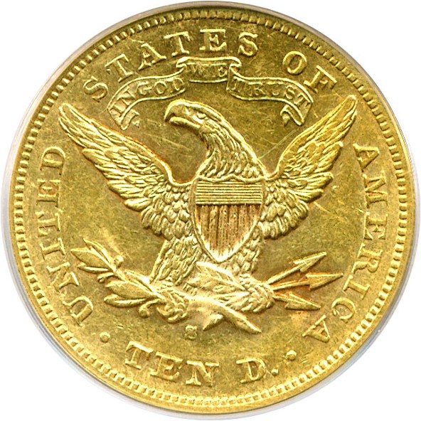 image for: 1874-S $10  PCGS AU50