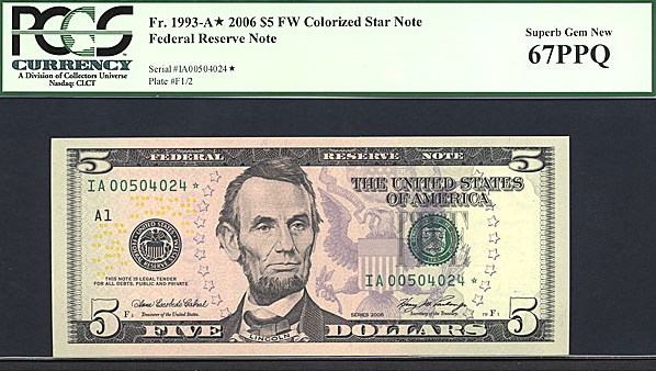 image for: Fr.1993A 2006 $5 Fort Worth, TX PCGS Gem CU67 PPQ  [IA00504024] *Star* 