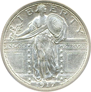 image for: 1917-D 25c Ty.1 PCGS AU58 FH