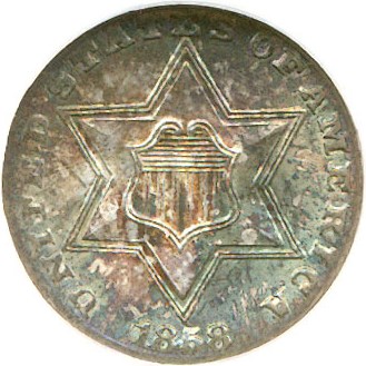 image for: 1858 3cS  NGC MS66