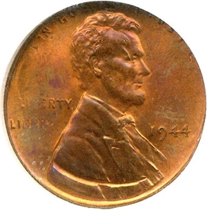 image for: Mint Error: 1944 1c NGC MS65 RB - Triple Struck