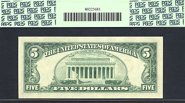 image for: 1969A $5 PCGS Gem CU67 PPQ  (Fr.1970G)