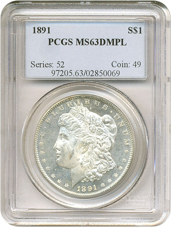 image for: 1891 $1  PCGS MS63 DMPL