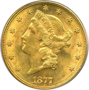 image for: 1877 $20 PCGS MS62