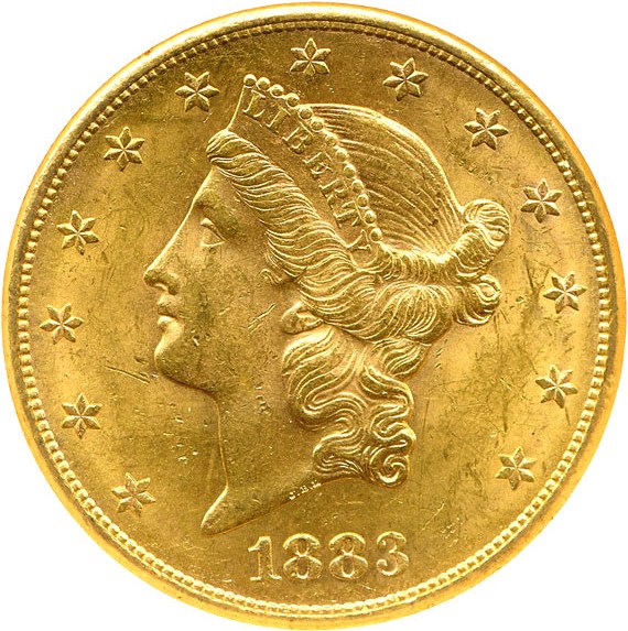 image for: 1883-S $20  NGC MS61