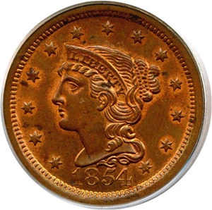 image for: 1854 1c PCGS MS64 RB