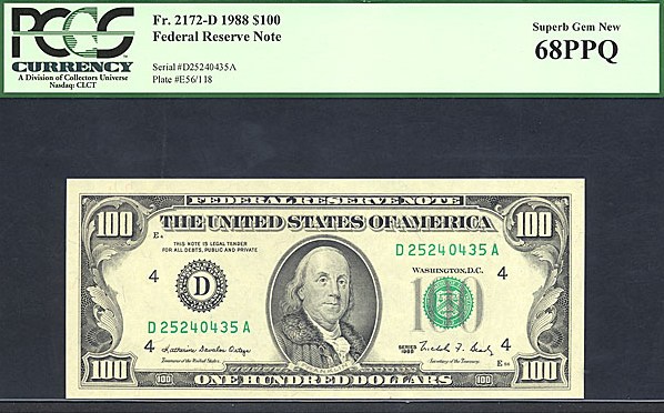 1988 $100 Cleveland (Fr. 2172D)