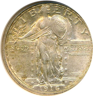 image for: 1916 25c Standing NGC MS62 FH