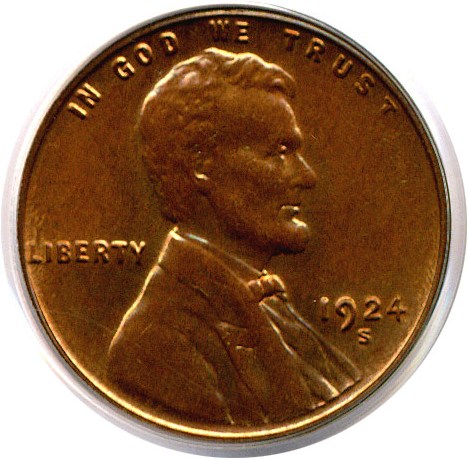 image for: 1924-S 1c  PCGS MS64 RB