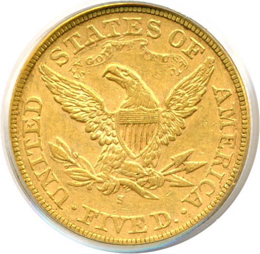 image for: 1874-S $5  PCGS/CAC AU53 OGH