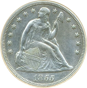 image for: 1855 $1 DGS AU55 (Cleaned, Altered Surfaces)