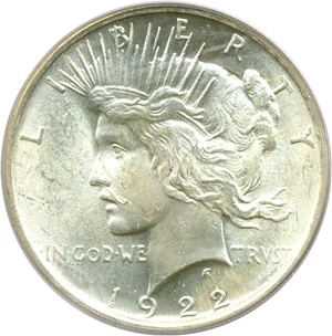 image for: Top 50 VAM: 1922 $1 PCGS MS63 (VAM 12A Moustache)