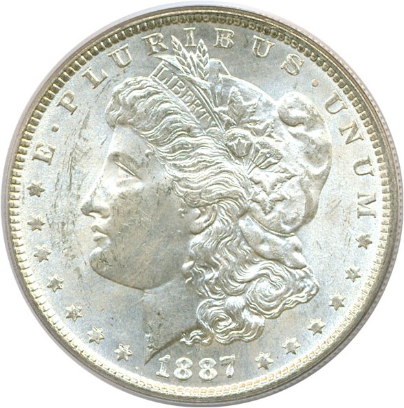 image for: Top 100 VAM: 1887 $1 VAM 5 Doubled Date PCGS MS63
