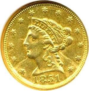 image for: 1851-C $2 1/2 NGC AU58