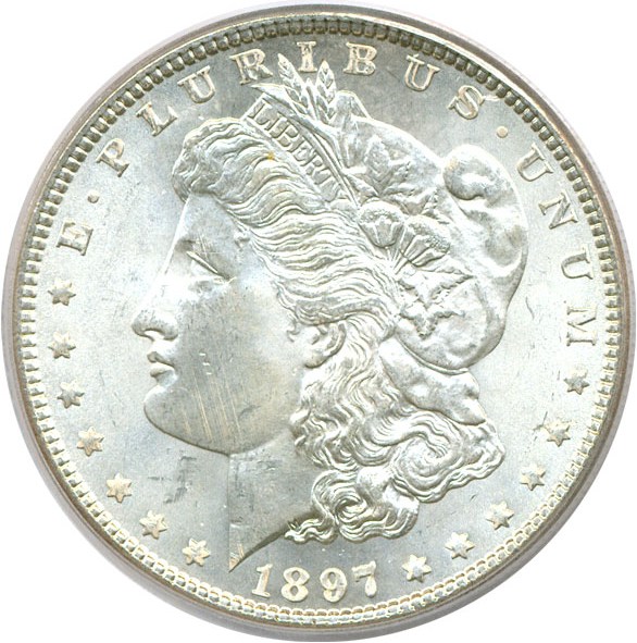 image for: Hot 50 VAM: 1897 $1 VAM 8 Doubled Stars PCGS MS65