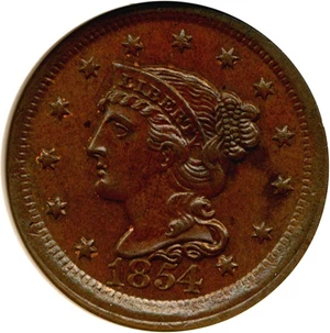 image for: 1854 1c NGC MS63 BN