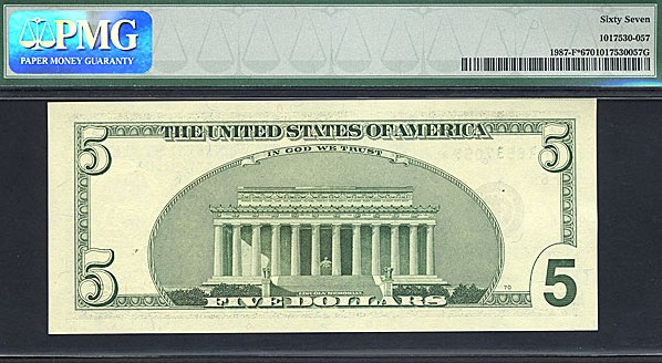 image for: Fr.1987F 1999 $5 Fort Worth, TX PMG Gem CU67  [BF18537057] *Star*