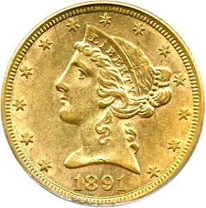 image for: 1891-CC $5 PCGS AU55