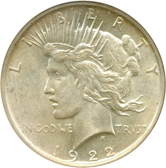 image for: Top 50 VAM: 1922-D $1 NGC AU58 (VAM 3  Doubled Leaves)
