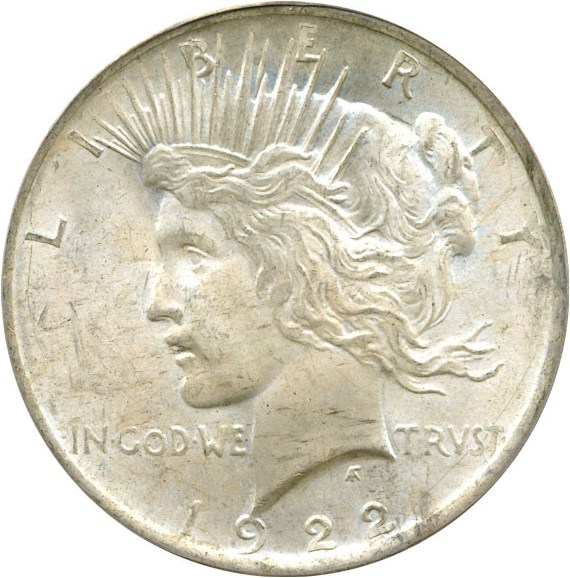 image for: Top 50 VAM: 1922 $1 PCGS MS63 (VAM 6  Doubled Leaves)