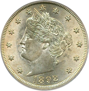 image for: 1892 5c PCGS MS65