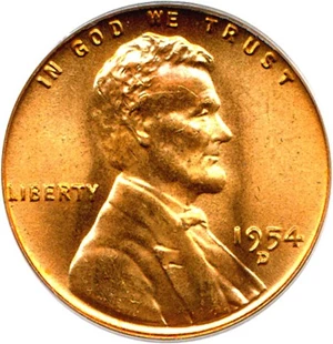 image for: 1954-D 1c PCGS MS66 RD