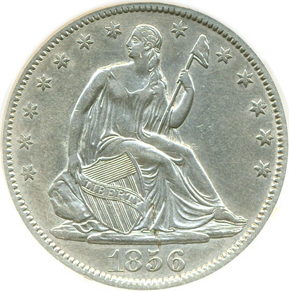 image for: 1856 50c DGS AU50  (Cleaned)