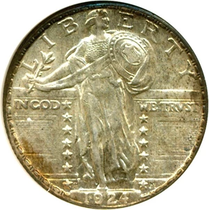 image for: 1924-S 25c DGS AU58 (Lightly Cleaned, Light Scratch Reverse )