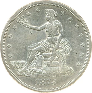 image for: 1873 Trade $ DGS AU53 (Cleaned)