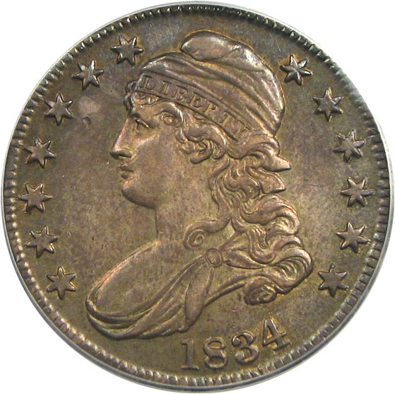 image for: 1834 50c Large Date Sm Let PCGS AU53
