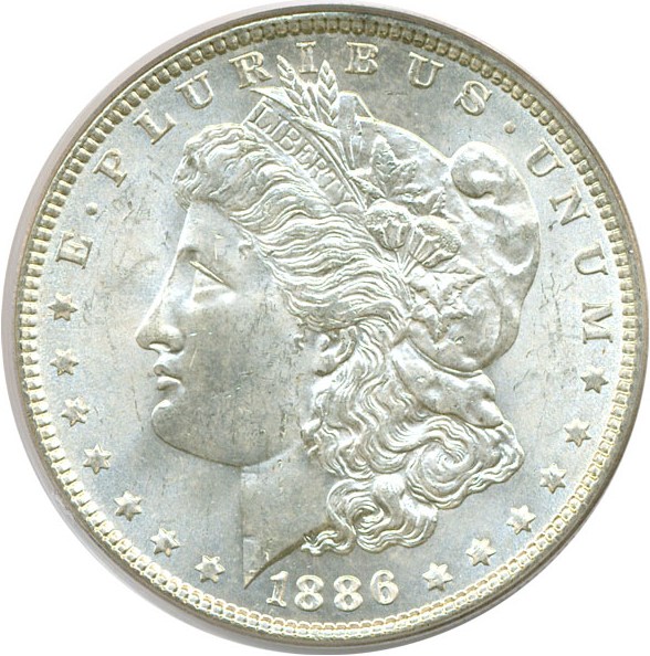 image for: Hot 50 VAM: 1886 $1 VAM 1C 3+2 Clashed Rev PCGS MS64