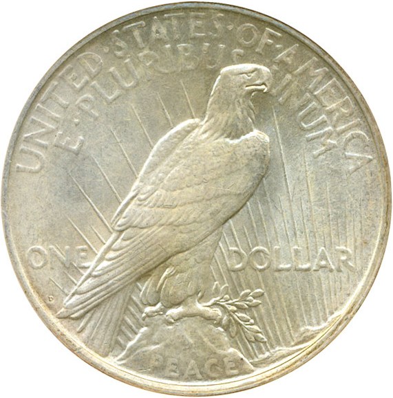 image for: Top 50 VAM: 1922-D $1 NGC AU58 (VAM 3  Doubled Leaves)
