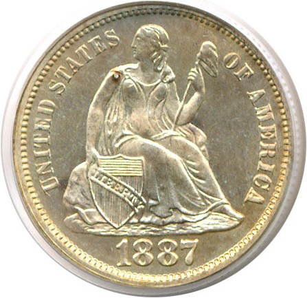 image for: 1887 10c  PCGS Proof 65 Cameo
