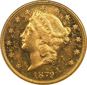 image for: 1879-S $20 NGC MS60 PL