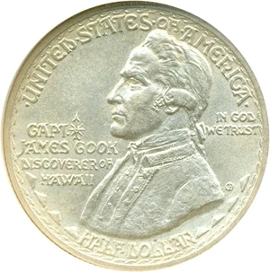 image for: 1928 50c Hawaiian Sesquicentennial DGS MS62 (Lightly Cleaned)