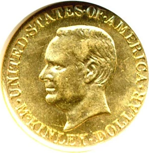image for: 1917 G$1 McKinley ANACS AU58 Details (Scratched)