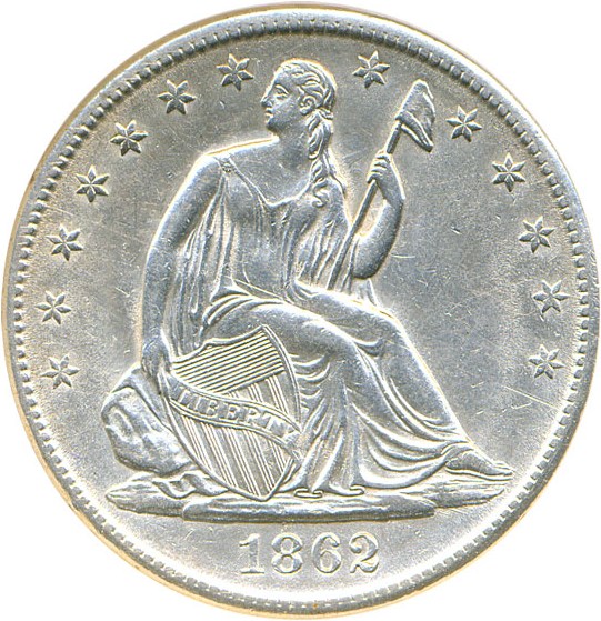 image for: 1862-S 50c DGS AU55  (Lightly Cleaned)