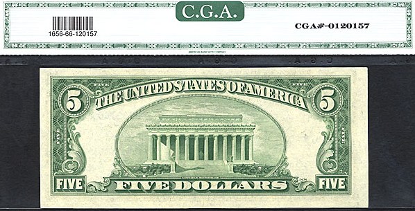 image for: Fr.1656 1953A $5  CGA Gem CU66  [22932180A] *Star*