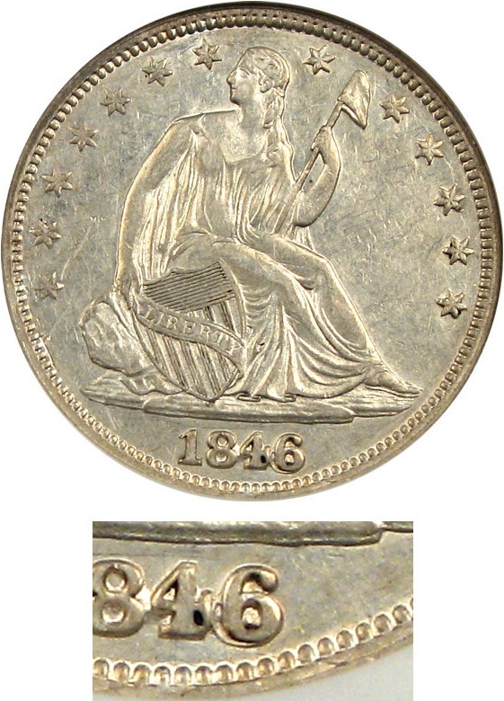 image for: 1846/Horiz.6 Med. Date 50c NGC AU53 (VP-001)