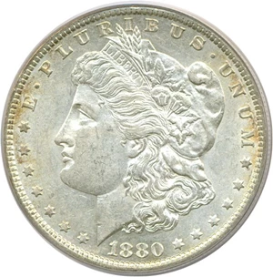 image for: Top 100 VAM: 1880-O $1 VAM 48 Hangnail PCGS AU55